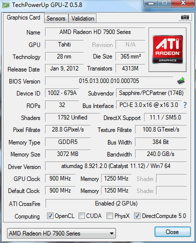 Тестирование Sapphire Radeon HD 7950 OC 3ГБ